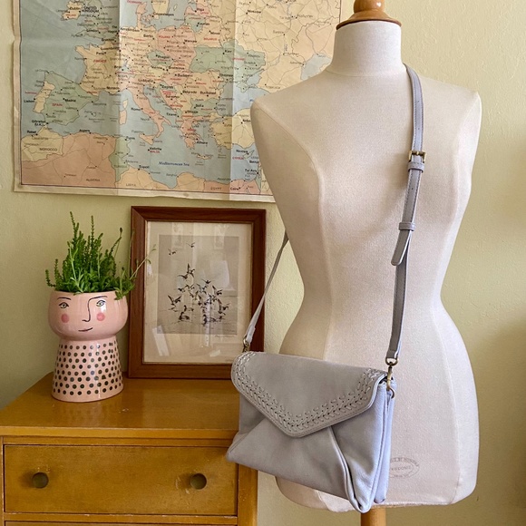 Anthropologie Handbags - Anthopologie Light Grey Crossbody Purse